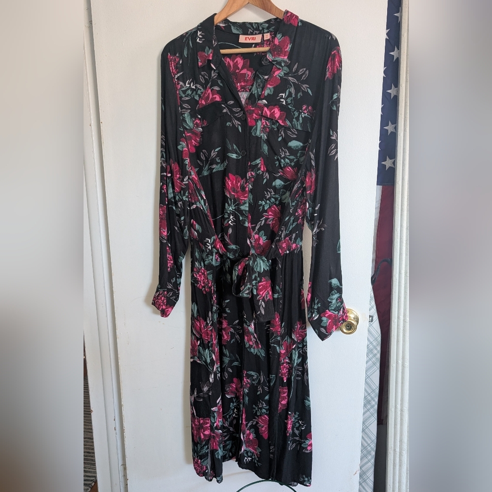 Floral Black and Pink Women's Dress